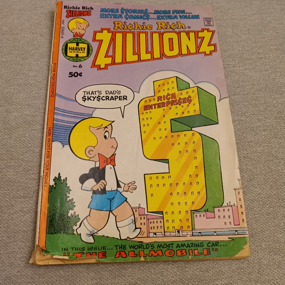 Harvey World Richie Rich Zillionz Vintage Comic Book, No. 6, Oct. 1977